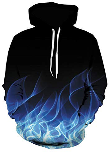 Himlaya Unisex Felpe con Cappuccio Divertente Stampato di Fiamma 3D Uomo Donna Maniche Lunghe Hoodies Pullover Casual Streetwear con Tasca per Abiti Autunno Inverno (Lago Blu,M)