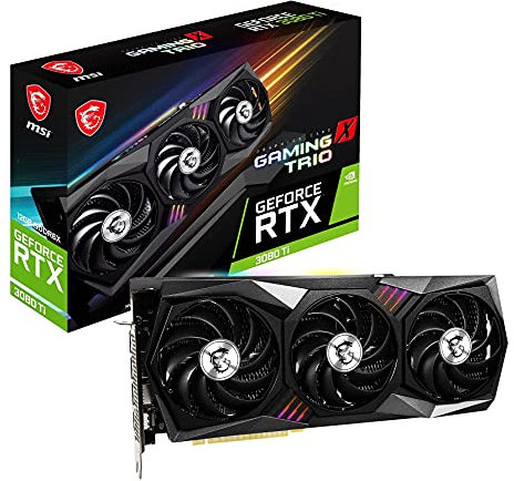 MSI Gaming GeForce RTX 3080 Ti Gaming X Trio 12G Computer Gaming Graphics Card 12GB GDRR6X 320-Bit HDMI/DP Nvlink Torx Fan 3 Ampere Architecture OC, NVIDIA GPU Video Cards for Gaming PC (Renewed)