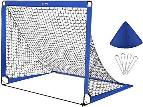 EXTFANS 2-in-1 Fußballtor für Kinder | 120cm / 150cm Faltbares Soccer Tor mit 5 Zielscheiben & Tragetasche | Robuster Outdoor Fussballtore mit 4 Heringen für Garten, Strand, Park (4' X 3' (120*90cm))
