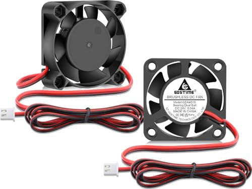 GDSTIME 2Pcs 40mm Fan 24V, Dual Ball Bearing 40x40x10mm Brushless DC Cooling Fan 2 Pin, Replacement for 3D Printer Extruder Ender 3 V2 Pro Hotend Fans