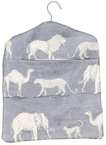 Jolee Fabrics Premium Oilcloth Peg Bags with Wooden Hanger - Large Waterproof Peg Bag, Clothes Clip Storage Perfect for Any Washing Line(Dark Grey Prairie Animals)