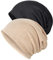 Senker Fashion Slouchy Beanie-Mütze aus Baumwolle, Chemo-Kopfbedeckung für Damen und Herren, weich, leicht, Chemo-Totenkopfmütze, elastische Schlafmütze, Schwarz Khaki, Large