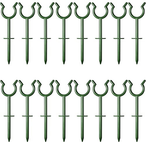 Taiyin 20 Pcs 3/4'' Garden Hose Holder Brackets Garden Guide Holder Decorative Outdoor Guide Stakes Support Spike Plant Tool to Keep Off Lawn for Yard (Green)