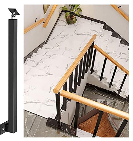 LZMZMQ Geländer Treppengeländer Innen Treppe Geländer Spindelsatz - Seitlich angebracht, Schwarz Quadrat Eisen Deck Geländer Spalte für Flur/Am Pool/Garage, 80/85/90/95/100 cm hoch