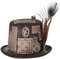 COSDREAMER Damen Herren Glasflasche Kuppel Steampunk Kostüm Gothic Zylinder Halloween Totenkopf Hut (Braune Feder)