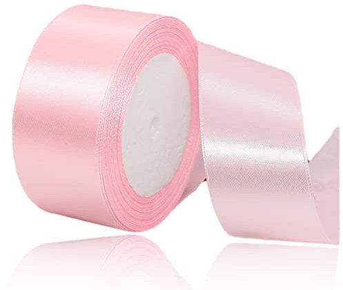 Nastri Rosa Chiaro 40mm, 23 metri Nastro di Raso Rosa Chiaro per l'imballaggio di regali, Artigianato fai da te, Bows Making, Mazzi di fiori, Palloncini, Festa nuziale e Decorazioni per torte