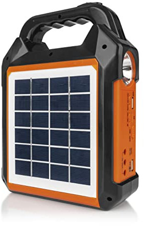 EASYmaxx Kit Generador Solar 10.000mAh | 2 Modos de Carga: Panel Solar/USB | para Cargar teléfonos móviles, Power Banks, etc. | Radio FM integrada y Altavoz incluidos