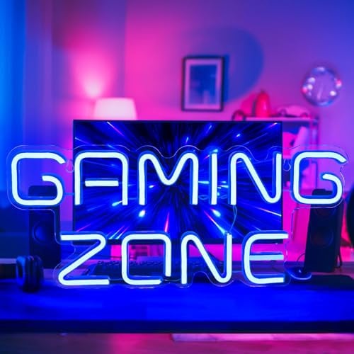 Neonlicht Schild, Spiel Leuchtreklame Gaming Zone Gaming Neon Schild Neon Sign Licht Neonschilder für Spielzimmer Wand Game Room Bar Party Kinderzimmer Deko Jungen 
