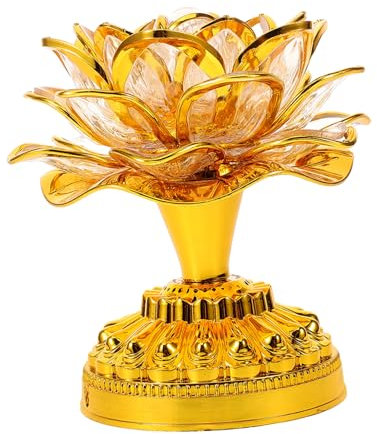 DOITOOL Tischleuchte 1 Stück Lotus-Lampe Buddha-Nachtlicht Lotus-Blumenlampe Tempel Lotus-Licht Gold Heimdekoration Led-Deko-Lampe Led-Lotus-Lampe Raumdekoration Licht Ornament Goldene