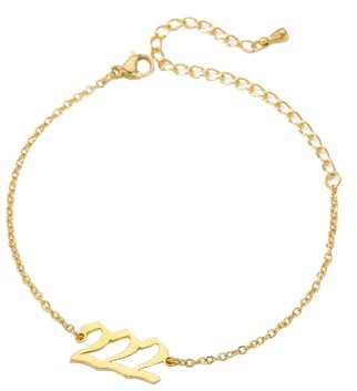 PAURO Damen Edelstahl Engel Nummer 222 Armband Kette Einstellbar Minimalistisch Numerologie Schmuck Gold