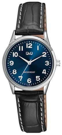 QQ Q & Q - Damen Q & Q Damen-Armbanduhr mit Armband aus Leder - Uhr - Leder - Schwarz