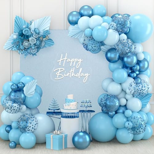 Luftballon Girlande Blau, 110 Stück Blau Ballon Girlande Set mit Blau Konfetti Ballon für Geburtstag Party Dekoration, Babyparty, Willkommen Baby Junge, Taufe, Hochzeit, Abschlussfeiern