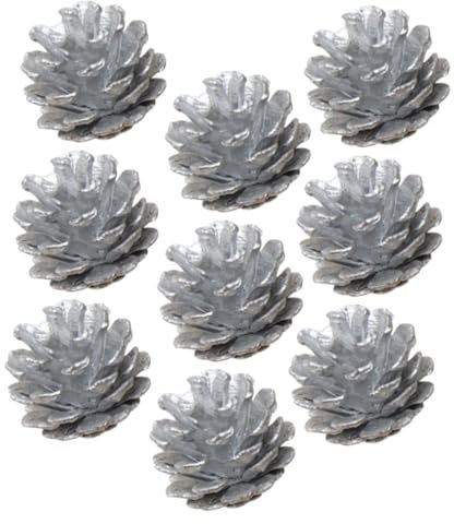 Warmhm 9stücke Teiliges Weihnachts-tannenzapfen in Silber Mit Aufhängeband Wiederverwendbarer Christbaumschmuck Für Weihnachtsbaum Dekoration Festliche Wohn Gartenaccessoires Für Party Un