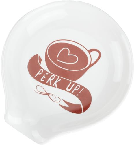 GORGECRAFT White Ceramic Spoon Rests Perk Up Coffee Tea Fork Rest Holder Heat-Resistant Kitchenware Cooking Gadget Utensil Rest for Kitchen Countertop Stove Top Coffee Bar Station Housewarming Gift