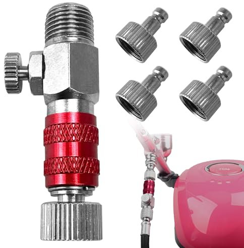 kit di Adattatore per Compressore d'Aria,Attacco Rapido Dell'Aerografo Raccordo di Rilascio Valvola di Regolazione Adattatore (4 Pezzi connettori maschio e 1 Pezzi connettore femmina da 1/8)