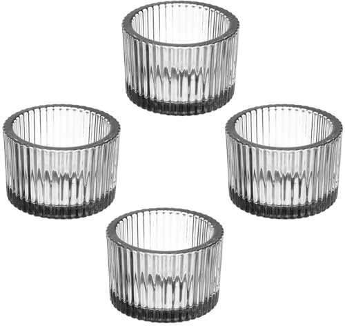 PATIKIL Lot de 4 Porte-Bougies Chauffe-Plat, Porte-Bougies en Verre pour Bougies Chauffe-Plat, Décoration de Table pour Mariage, Dîner, Fête, Noir