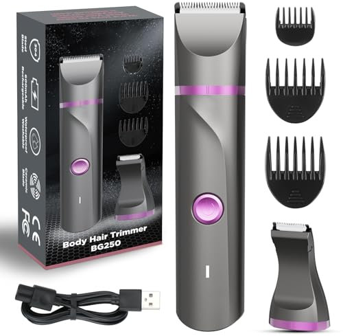 Intimrasierer Für Frauen, Elektrischer Rasierer Damen Intimbereich, Damenrasierer Intimrasierer, Rasierer Damen Intimbereich, Aufladbar,Wasserdicht für nass und trocken, Grau Lila