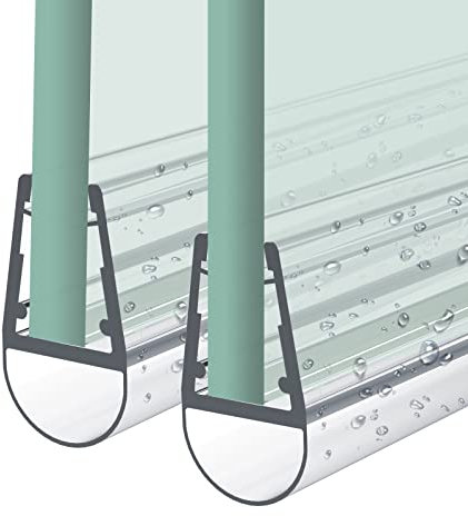 Heilmetz Joint porte douche,longueurs 800mm, Joint de douche en PVC pour les portes de douche en verre de 4-6mm,Imperméable,découpable,installation facile,Joint porte de douche (S01,2 pièces)