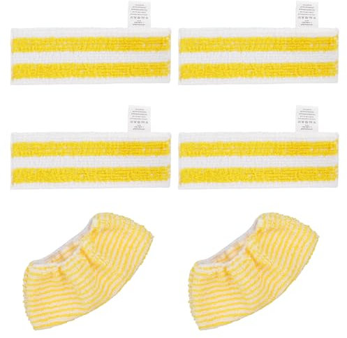 GreeSuit Lot de 6 Chiffons de Rechange en Microfibre Compatible avec Karcher Easyfix SC 1, SC 2, SC 3, SC 4, SC 5 Nettoyeurs Vapeur, 4 lingettes et 2 bonnette