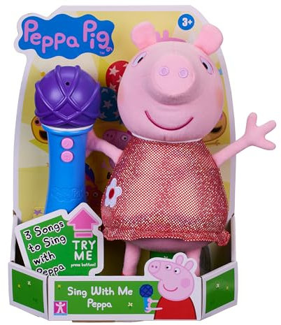 Peppa Pig, Sing With Me Peppa, Interactive Feature Plush, Musical Soft Toy with Microphone, Toys, Gift for Preschoolers