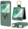 HWeggo Custodia per telefono cellulare per Samsung Galaxy Z Flip 6 - Case, Ultra sottile PC per Samsung Z Flip 6 Custodia protettiva con protezione dello schermo esterno e anello, antiurto-verde