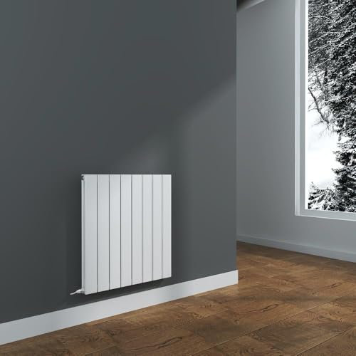 White Corwen Double Electric Flat Panel Horizontal Aluminium Radiator - 588mm (w) x 600mm (h) - 500w PTC Element