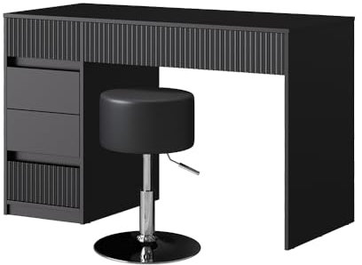 Vicco Schminktisch Omira, Schwarz, 120 cm mit Hocker