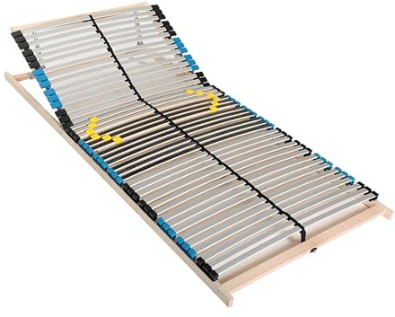 PURAMED Lattenrost Premium 42 | 80x200 cm | 7 Zonen | 6-fache Härteregulierung | 42 Federleisten | verstellbares Kopfteil | zur Selbstmontage
