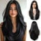 OUFEI Schwarz Perücken für Frauen Lange Perücke mit Pony Natürliche Gerade Perücken Synthetisches Haar Hitzebeständige Perücken für Die Tägliche Party Cosplay Wear