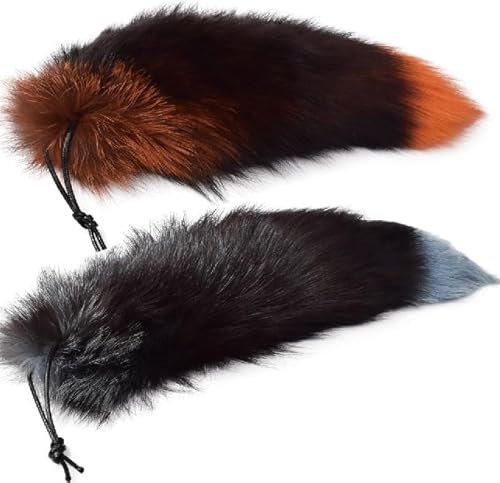 Nocyclonic 2 Pieces Fuchsschwanz Anhänger fox tail Schlüsselanhänger Niedlicher Fuchsschwanz-Schlüsselanhänger, Anhänger, Frauen, Schlüsselanhänger, Pompoms, Schlüsselanhänger 40cm (41)