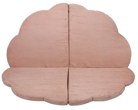 MEOWBABY Krabbelmatte Baby – 160x160cm Spielmatte Baby Faltbar – Weiche Baby Play Mat & Babymatte für sicheres Spielen – Bodenmatte Kinder, Cord, Puderrosa