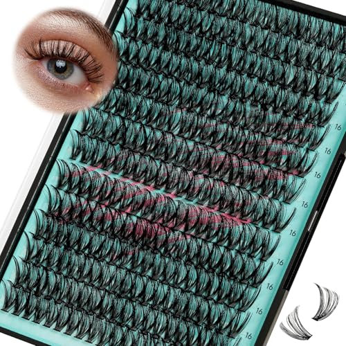 Grappes de cils Wispy 280PCS Extension de cils de grappes 40D cils individuels Extension de cils DIY Extensions de cils de grappes de Look naturel faux cils doux pour les débutants (16mm)