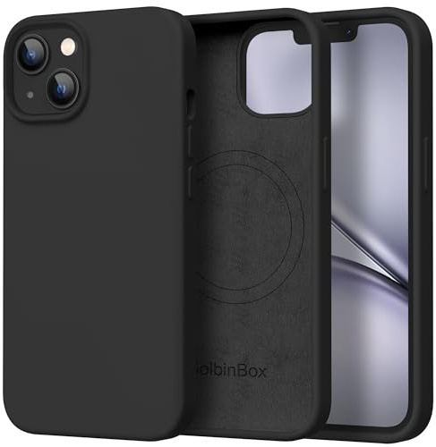 GOLBINBOX Magnetic for iPhone 15 Case, Silicone Cover, Black | Compatible with MagSafe, Comfortable Grip, Soft Anti-Scratch Microfiber Lining, Slim Shockproof Protective Phone Case 6.1
