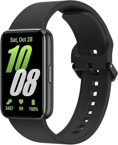 Vancle Correa para Samsung Galaxy Fit 3 para Mujeres Hombres, Correas de Silicona TPU Suave, Pulsera de Repuesto Impermeable Deportiva para Samsung Galaxy Fit 3 SM-R390, Negro