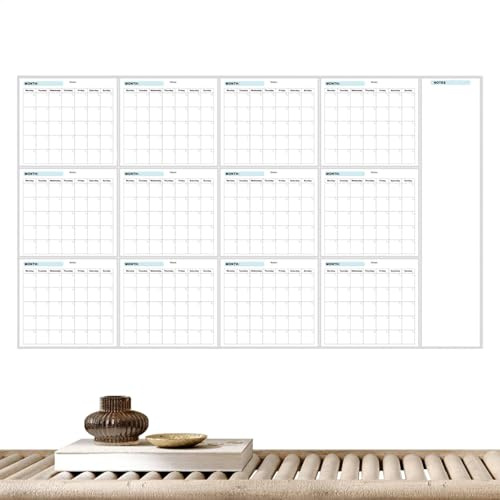 Large Dry Erase Wall Calendar, Monthly Whiteboard Planner, Reusable Erasable Schedule Board for Offices, Home, School, Productivity, Time Management, 34x58 Inches