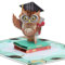 Grußkarte zum Abschluss, 3D Pop-Up Karte mit Eule mit Doktorhut Glückwunschkarte Bachelor Bestandene Prüfung Geschenk für Abitur Bachelor Master Doktor