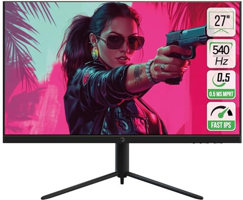 GAMEPOWER Lucid S60 27 Zoll Gaming Monitor, 540 Hz, Full HD 1080p, 0,5 ms, Fast IPS, HDR400, 400 cd/m², Adaptive Sync, HDMI 2.0 & DP 1.4, Pivot, RGB, Dual-Lautsprecher