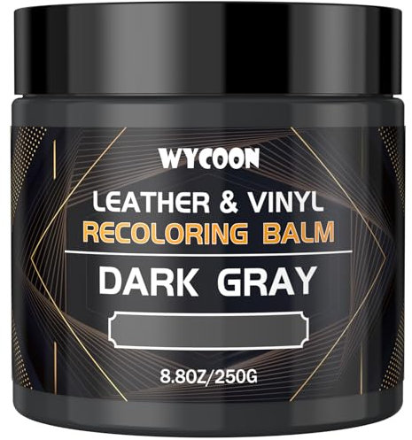 WYCOON 250g Leder Reparatur Set Dunkelgrau, Lederpflege & Lederfarbe für Ledersofas, Autositze, Möbel, Schuhe - Effektive Reparatur von Verblassten und Zerkratzten Ledern