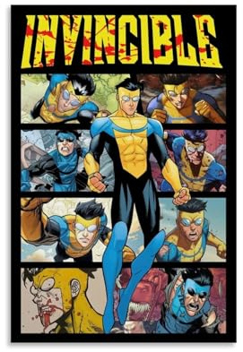 Feioust Invincible Poster, TV-Serie, Vintage-Collage, Musikposter für Zimmer, ästhetische Leinwand, Wandkunst, Schlafzimmerdekoration, 30 x 45 cm