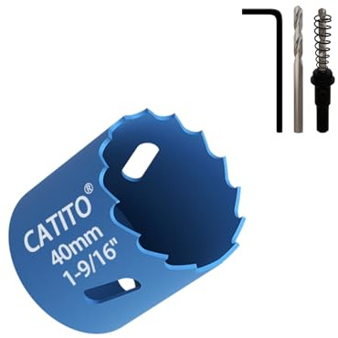 CATITO 40mm Bi-Metall Lochsäge Bohrbohr, Lochsäge für Einbauleuchten, Zoll Lochschneider für LED Einbaubeleuchtung, ideal für Kunststoff, Holz, Sperrholz (40mm)