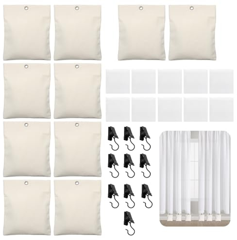 Lauviomify Vorhanggewichte Outdoor 10 Stück – Beschwerer Taschen mit Clips, Sandtaschen für Vorhänge, Pavillon, Garten, Terrasse, Tischdecken, Zelte – Tragbare Gewichtssäcke wiederverwendbar