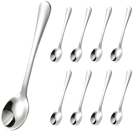 Riceel Mini Löffel, 8 Stück Kleine Teelöffel Edelstahl Mini Kaffee Löffeln 7.5x1.6cm Espresso Kaffeelöffel für Gewürze, Salz, Fun Little Scoops