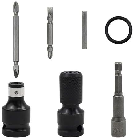 MSIHEY 2er Set Schlagschrauber Bit Adapter 1/2 auf 1/4 Sechskant | 2er Set Schlagschrauber Bit Adapter (1/2 auf 1/4 Zoll). Robuster Bit-Halter mit Sicherheitsklemme für Schlagschrauber.