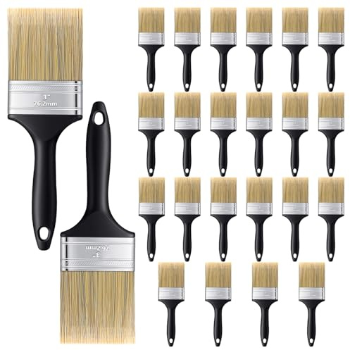 SOUJAP 24 PCS 3 Inch Paint Brush, 75mm Large Paintbrush for Wall, DIY, Black