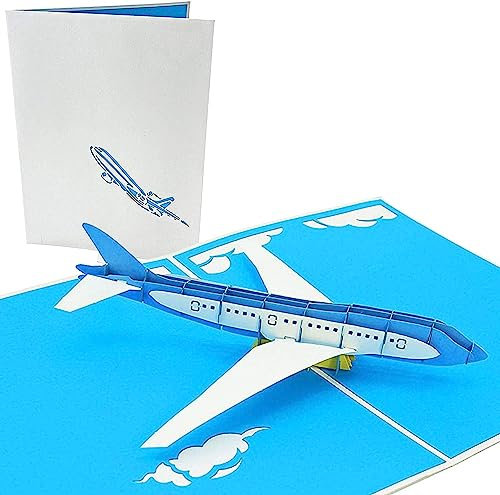 PopLife Cards Jet-Flugzeug Vatertag Popup-Karte für alle Gelegenheiten Vatertag, alles Gute zum Geburtstag, Abschluss, Ruhestand, Arbeit Jahrestag, congrats Piloten, Flugzeug Reisende Falten flach fü