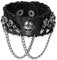 JewelryWe Schmuck Herren Breites Biker Lederarmband, Gotik Punk Rock Totenkopf Schädel Patronenhülse Leder Armband Armreif mit Ketten, Verstellbaren Größen, Schwarz Silber