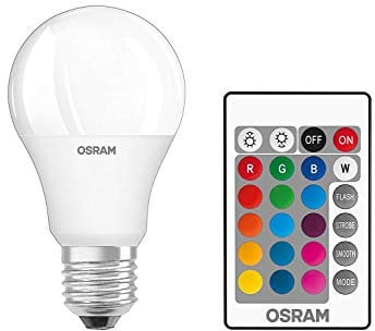 Osram LED Star+ Classic A RGBW Lampe, in Kolbenform mit E27 Sockel, dimmbarkeit und Farbsteuerung per Fernbedienung, Ersetzt 60 Watt, Warmweiß - 2700 Kelvin, 2er-Pack