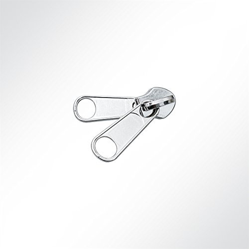YKK® 10C Einfachschliesser Schieber beidseitig frei hängend, Grau, Metall, Messing vernickelt, Nickel