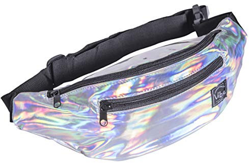 Vibe Bauchtasche Gürteltasche für Damen, Herren & Kinder (Silber) - Fanny Pack Tasche, Hüfttasche, Handytasche für Festival, Party, Rave, Sport, Outdoor, Fitness, Fahrrad, Joggen