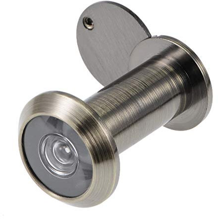 sourcing map Visor de puerta de bronce de 200 grados con tapa para puertas de 35 mm-60 mm, bronce antiguo